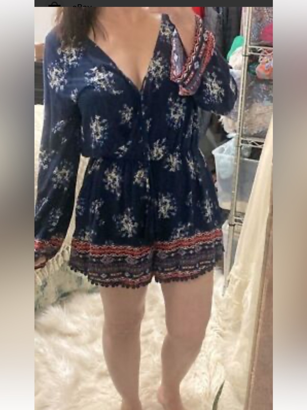 Xhilararion dark blue floral romper